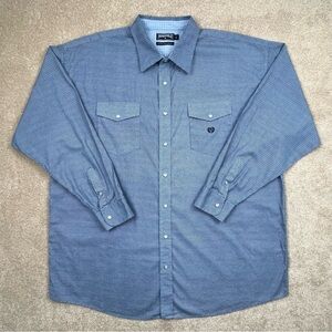 Panhandle Slim Shirt Adult 2XL Blue Button Up Pearl Snap Texas Style Preppy Men